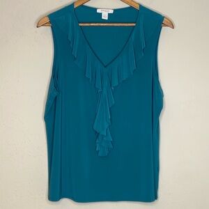 Dressbarn V-Neck Sleeveless Shirt  Aqua Size 1X